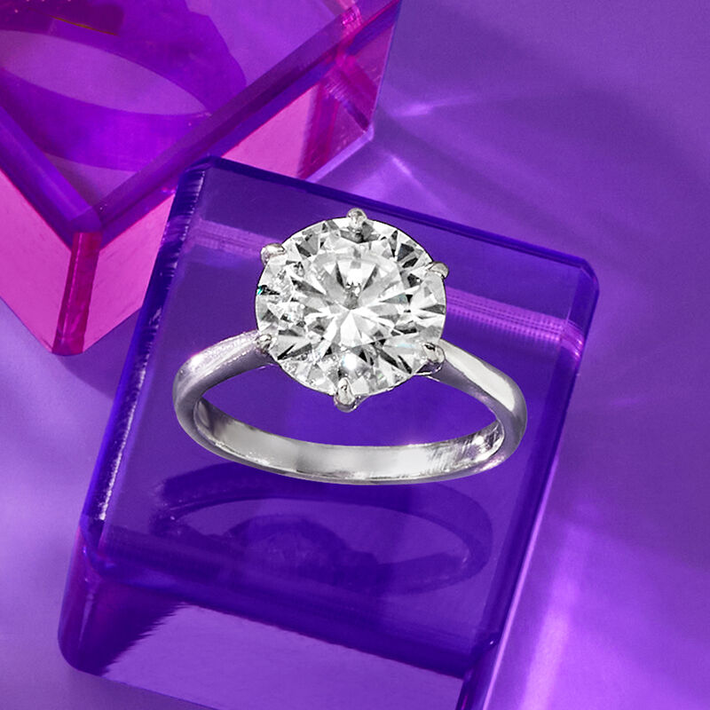 3.00 Carat Moissanite Solitare Ring in Sterling Silver image number 5