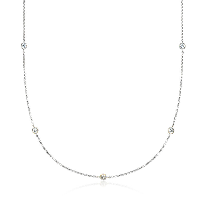 C. 2000 Vintage 1.00 ct. t.w. Diamond Station Necklace in 14kt White Gold image number 0