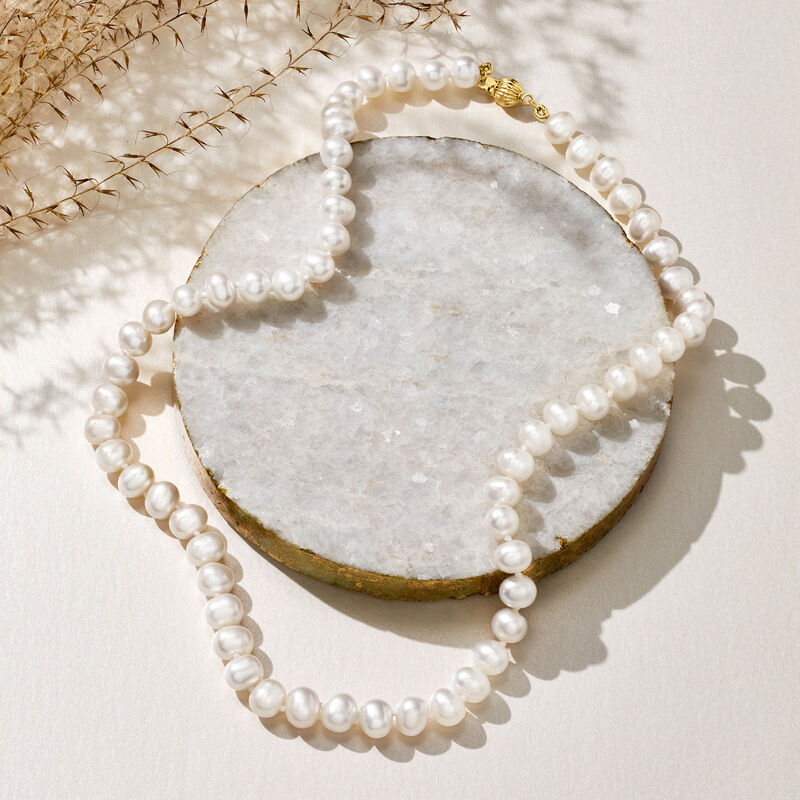 6-7mm Cultured Pearl Necklace with 14kt Yellow Gold image number 4