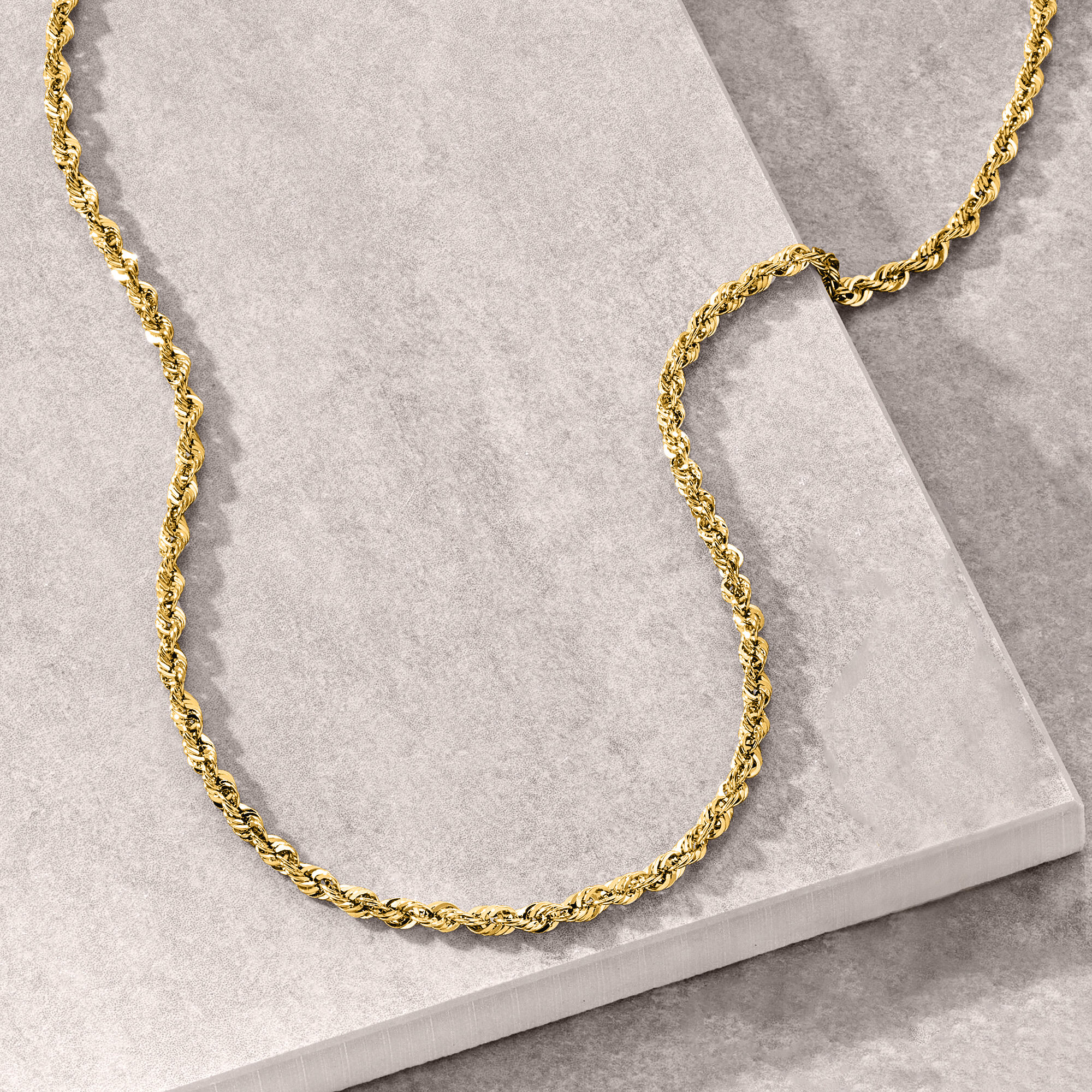 3.2mm 14kt Yellow Gold Rope Chain Necklace