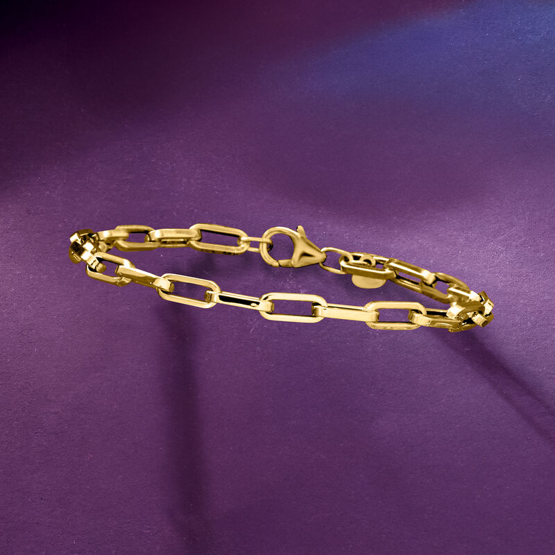 Italian 14kt Yellow Gold Paper Clip Link Bracelet. 7" image number 3