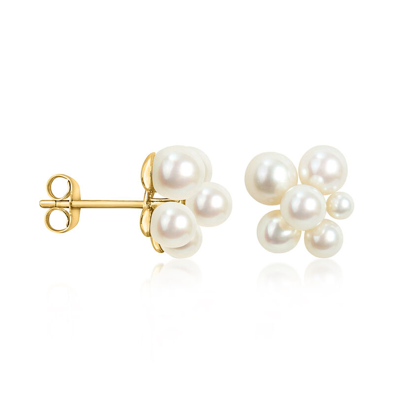 2.5-5.5mm Cultured Pearl Cluster Earrings in 14kt Yellow Gold  image number 1