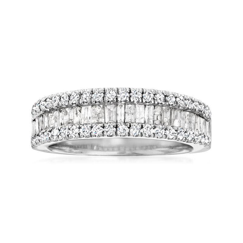 1.00 ct. t.w. Baguette and Round Diamond Ring in Sterling Silver image number 0