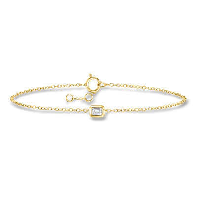 .20 Carat Emerald-Cut Lab-Grown Diamond Solitaire Bracelet in 14kt Yellow Gold