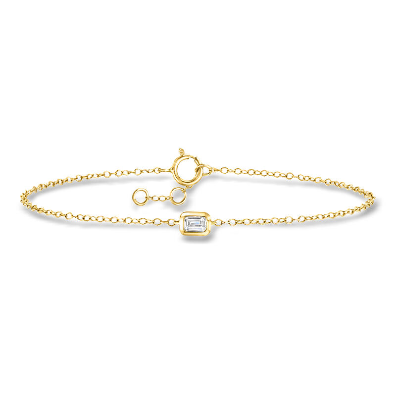 .20 Carat Emerald-Cut Lab-Grown Diamond Solitaire Bracelet in 14kt Yellow Gold image number 0