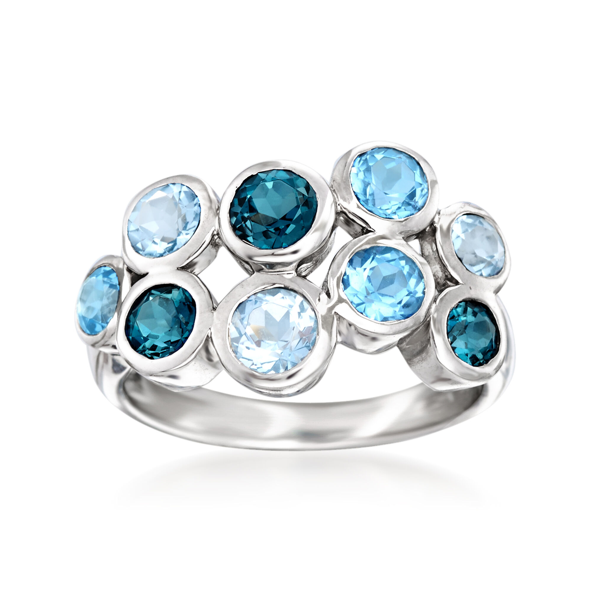 2.50 ct. t.w. Tonal Blue Topaz Bubble Ring in Sterling Silver 2.50 ct. t.w. Tonal Blue Topaz Bubble Ring in Sterling Silver