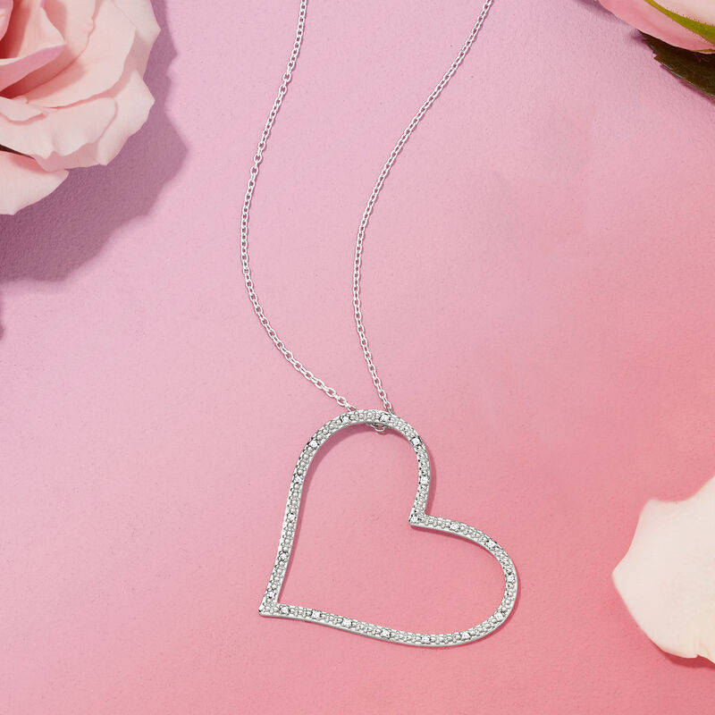 .10 ct. t.w. Diamond Heart Pendant Necklace in Sterling Silver image number 3