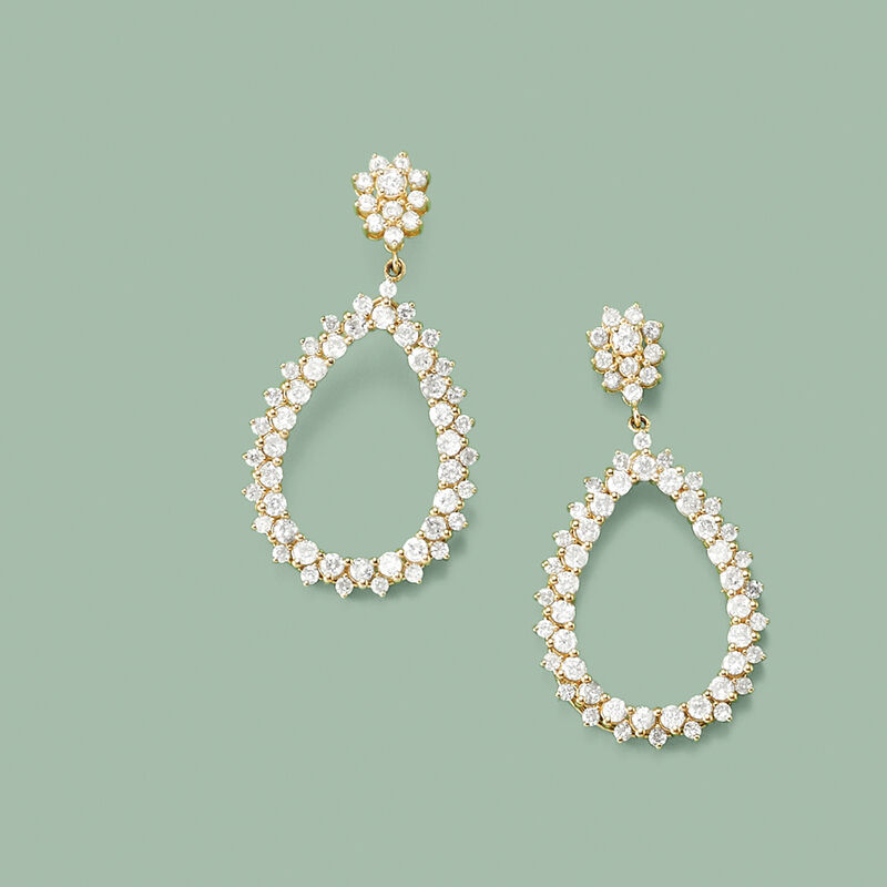 1.50 ct. t.w. Diamond Open-Teardrop Earrings in 14kt Yellow Gold image number 2