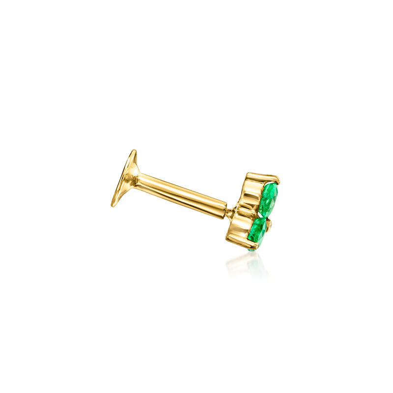 Emerald Flat-Back Stud Earrings in 14kt Yellow Gold image number 2