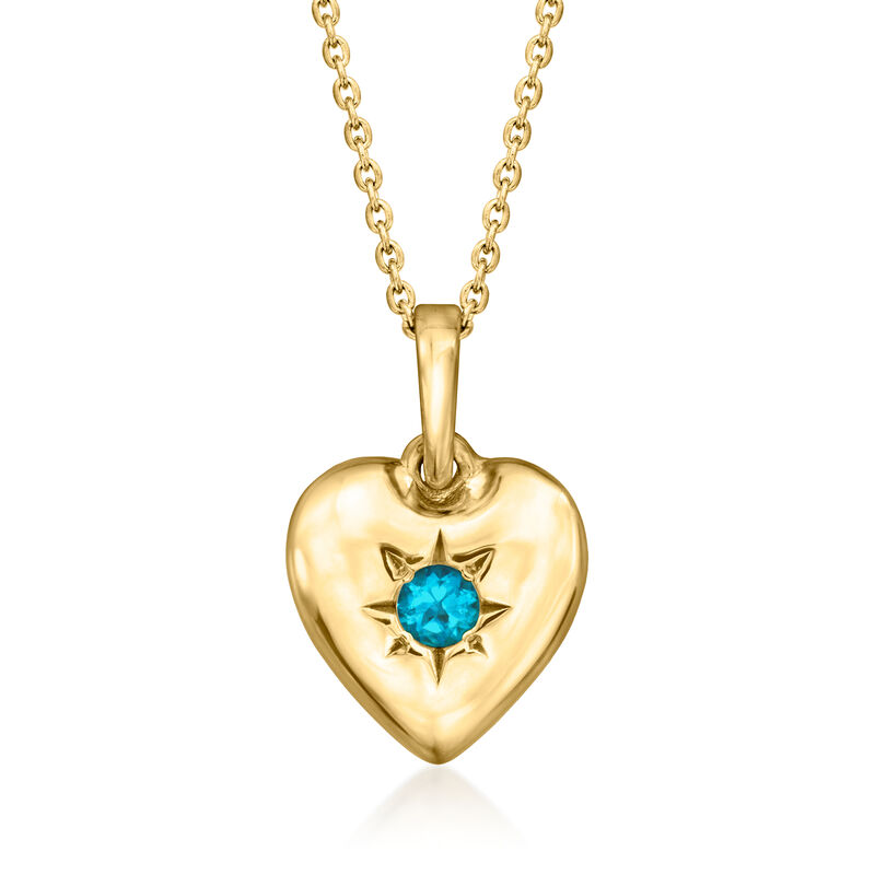 Birthstone Heart Pendant Necklace in 18kt Gold Over Sterling image number 1