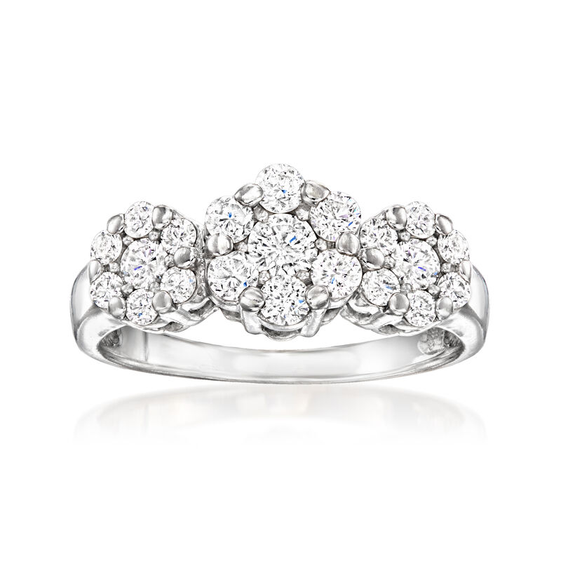 C. 1990 Vintage 1.65 ct. t.w. Diamond Cluster Ring in 14kt White Gold image number 0