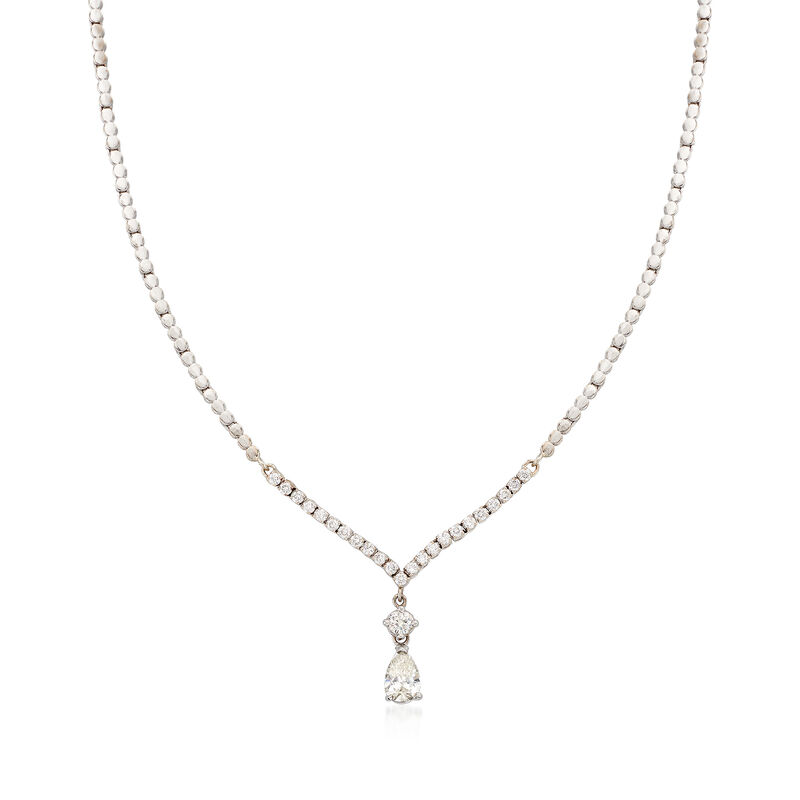 C. 1990 Vintage 2.15 ct. t.w. Diamond Drop Necklace in 18kt White Gold image number 0