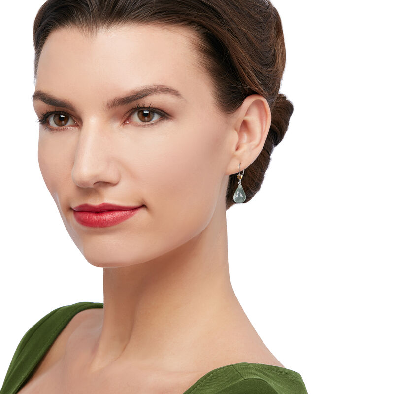 15.00 ct. t.w. Green Prasiolite and .80 ct. t.w. Citrine Earrings in Sterling Silver  image number 1