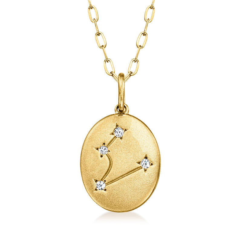 Pisces - Diamond Zodiac Constellation Pendant Necklace in 18kt Gold Over Sterling. 18" image number 0