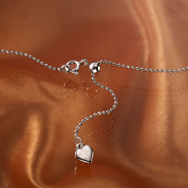Italian 1mm Sterling Silver Adjustable Bead-Chain Necklace image number 4
