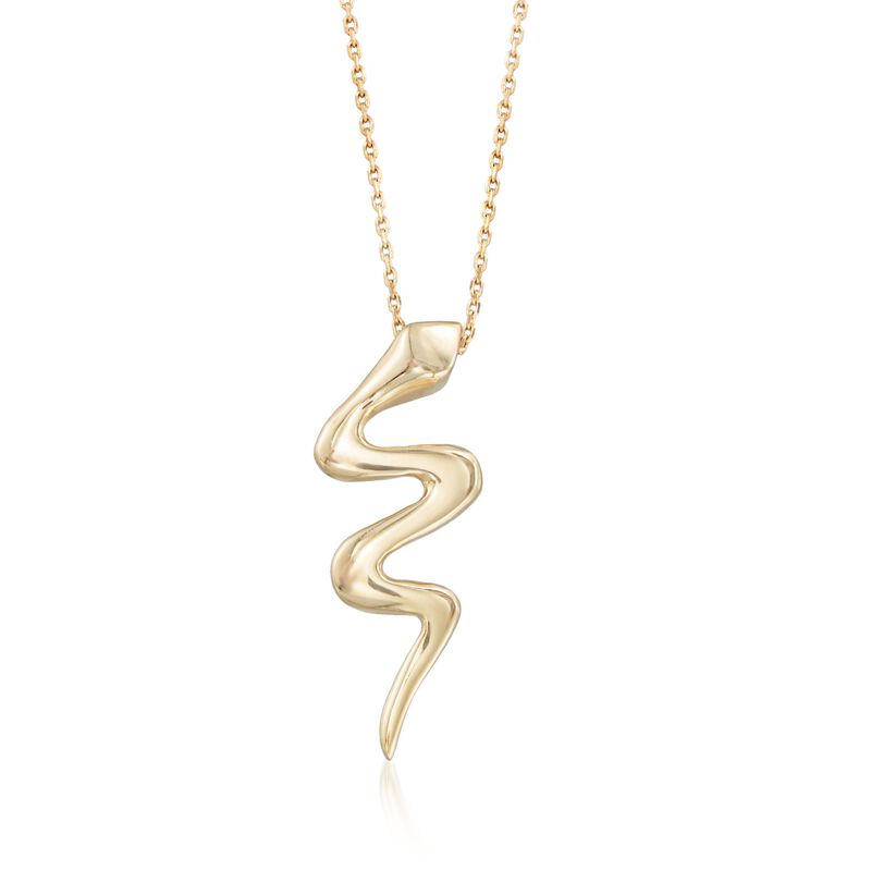 14kt Yellow Gold Snake Drop Necklace. 18&quot; image number 0