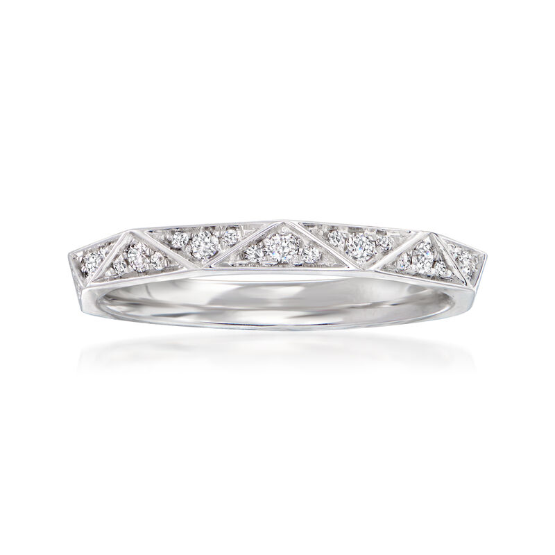 Henri Daussi .30 ct. t.w. Pave Diamond Geometric Wedding Band in 14kt White Gold image number 0