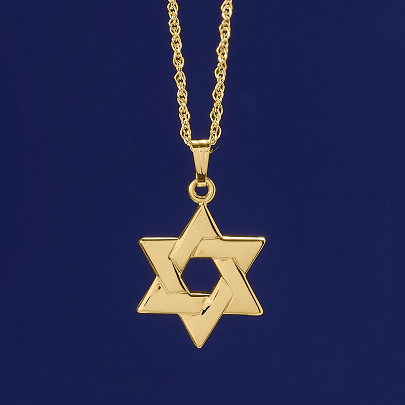 14kt Yellow Gold Star of David Pendant Necklace. 18&quot; image number 1