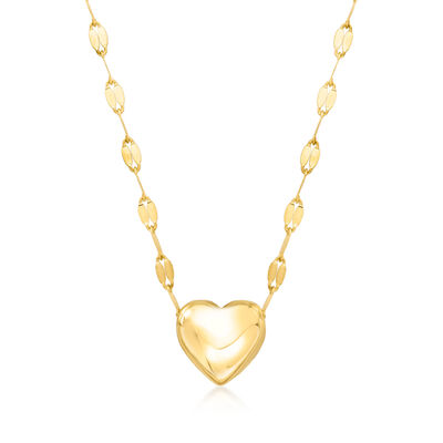 Italian 14kt Yellow Gold Heart Lumachina-Chain Necklace