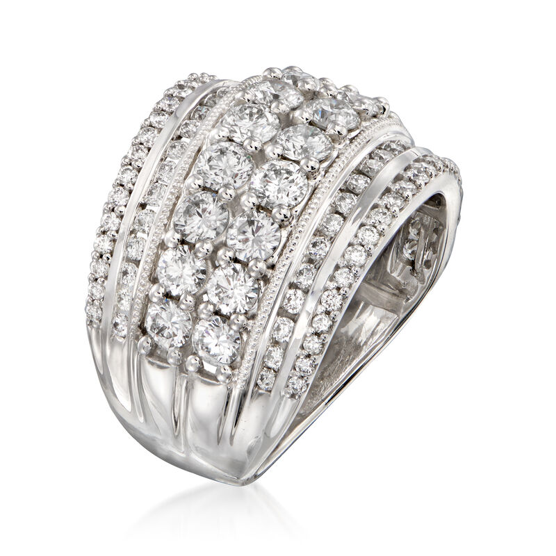 3.00 ct. t.w. Diamond Multi-Row Ring in 14kt White Gold image number 2