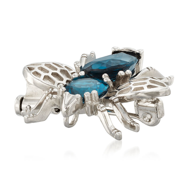 6.50 ct. t.w. London Blue Topaz Insect Pin/Pendant in Sterling Silver. Pin image number 2