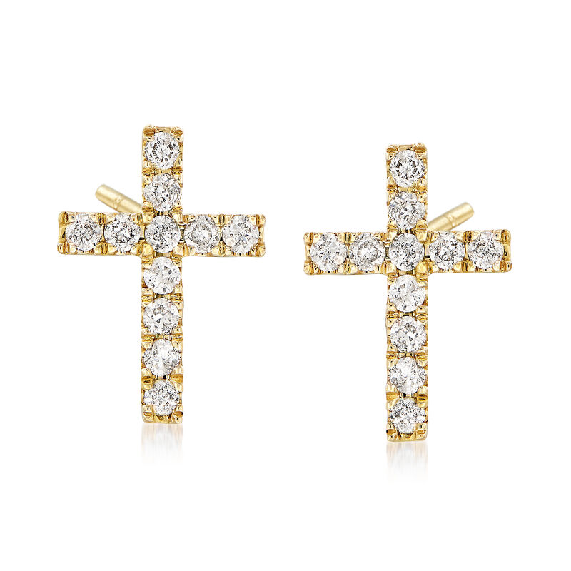 .33 ct. t.w. Diamond Cross Earrings in 14kt Yellow Gold image number 0