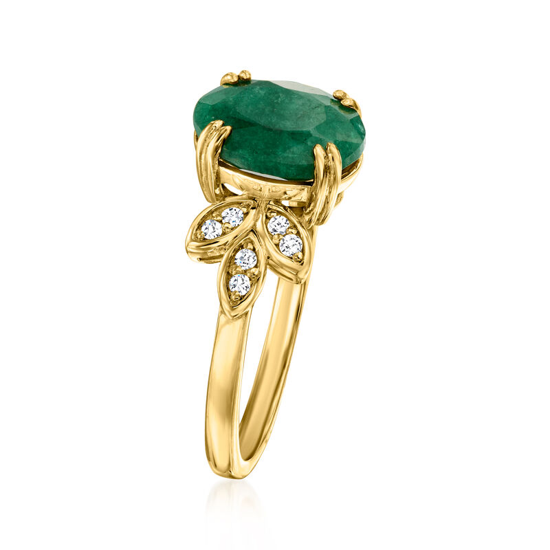 3.80 Carat Emerald Ring with .10 ct. t.w. White Topaz in 18kt Gold Over Sterling image number 2