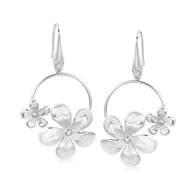 Italian Floral Drop Earrings in Sterling Silver image number 0
