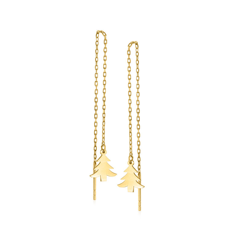 18kt Gold Over Sterling Jewelry Set: Three Pairs of Holiday-Motif Threader Earrings image number 4
