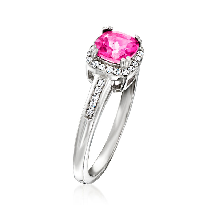 1.10 Carat Pink Topaz Ring with .10 ct. t.w. White Topaz in Sterling Silver image number 2