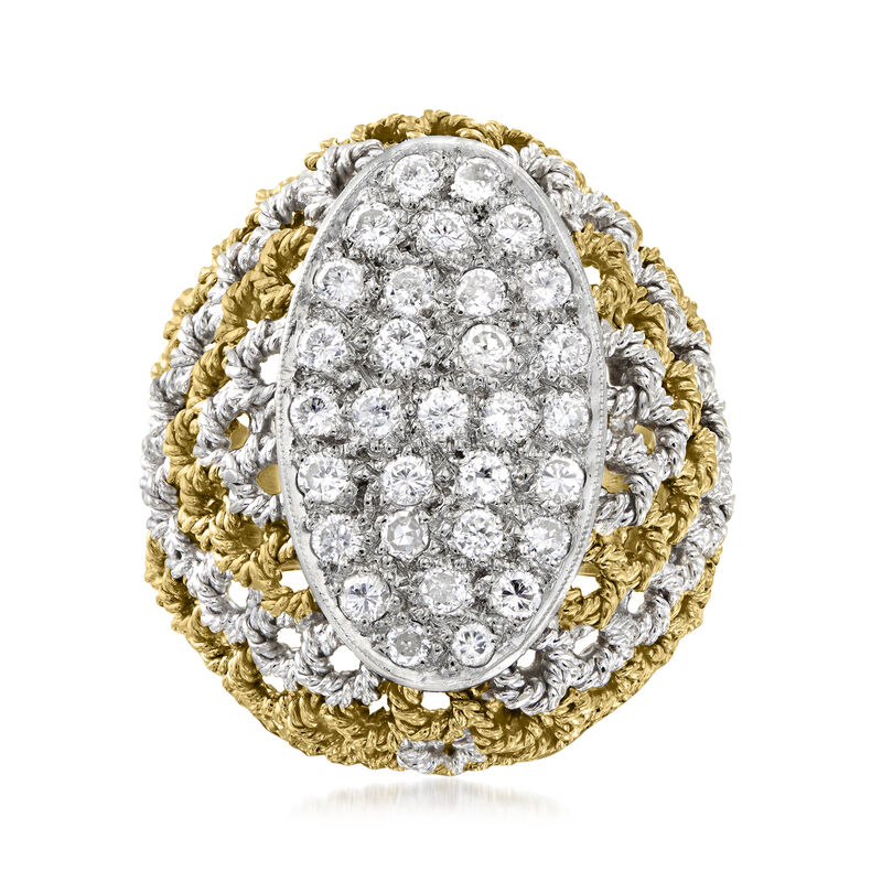 C. 1980 Vintage 1.00 ct. t.w. Diamond Dome Ring in 18kt Two-Tone Gold image number 0