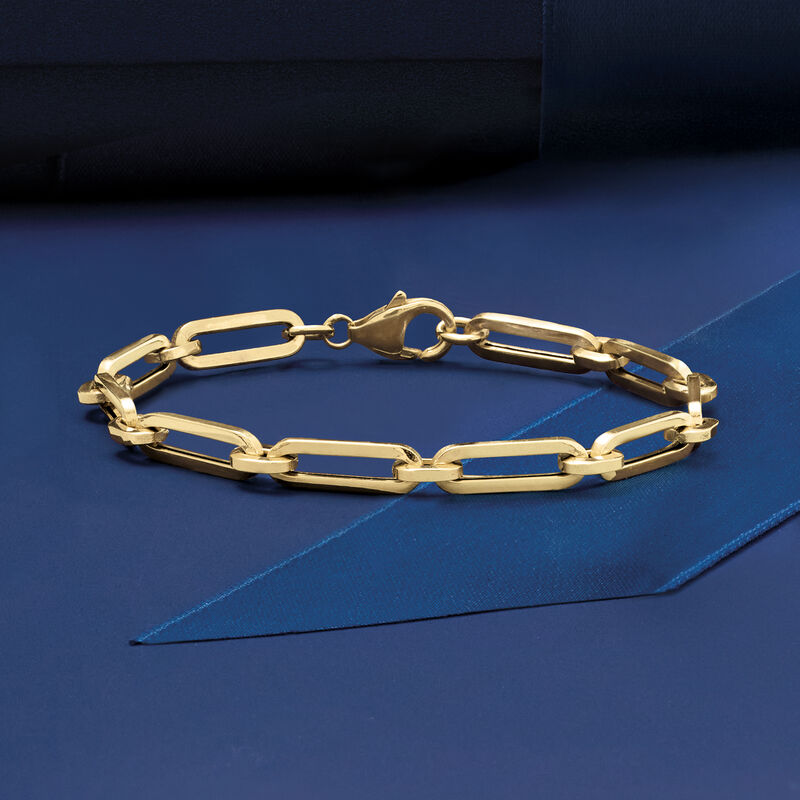 Italian 14kt Yellow Gold Paper Clip Link Bracelet image number 3