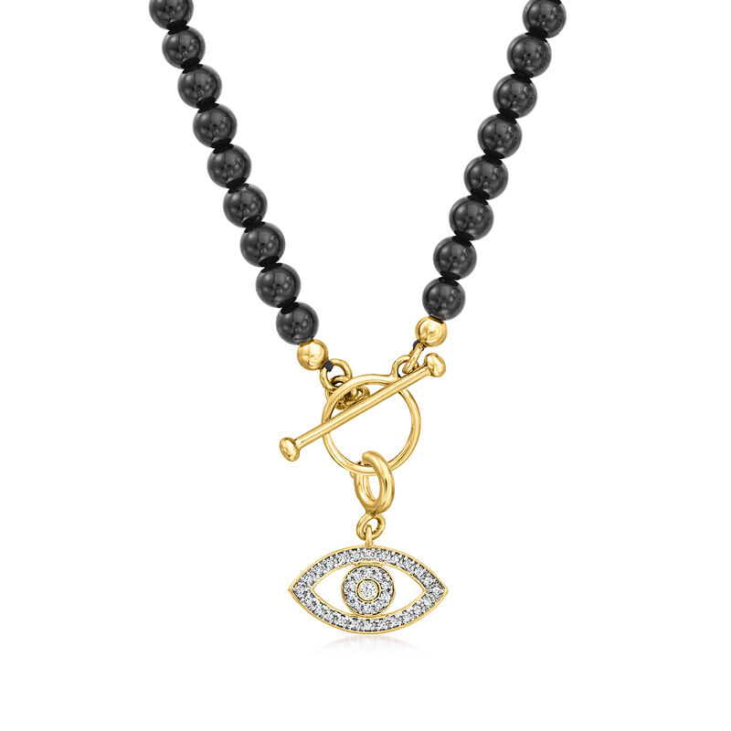 3.5-4mm Onyx Bead Charm-Compatible Toggle Necklace in 18kt Gold Over Sterling image number 2