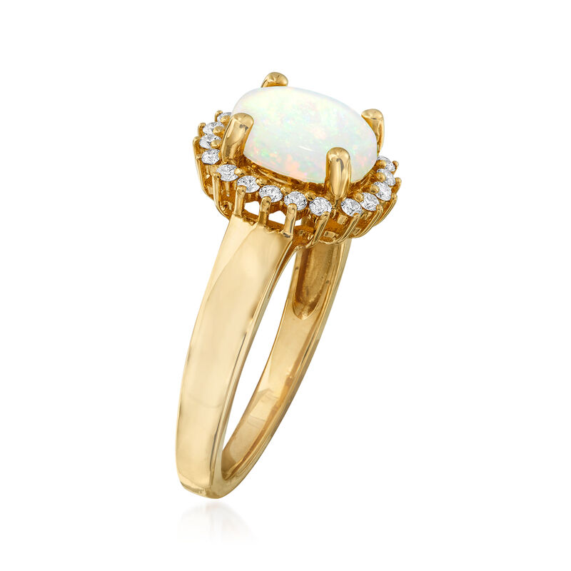 Opal and .20 ct. t.w. Diamond Ring in 14kt Yellow Gold image number 2