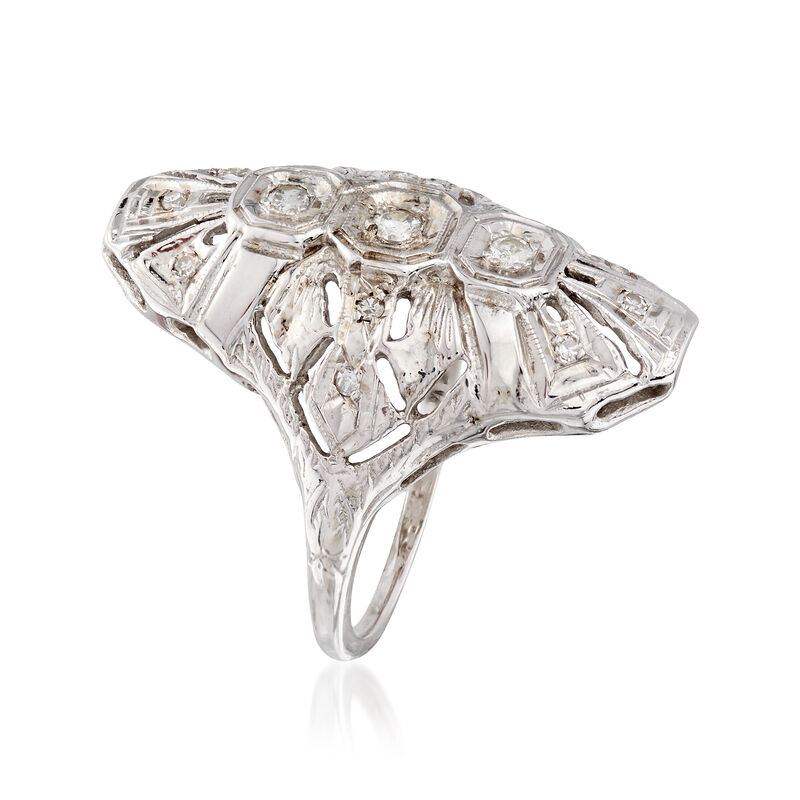 C. 1960 Vintage .47 ct. t.w. Diamond Dinner Ring in 14kt White Gold image number 2