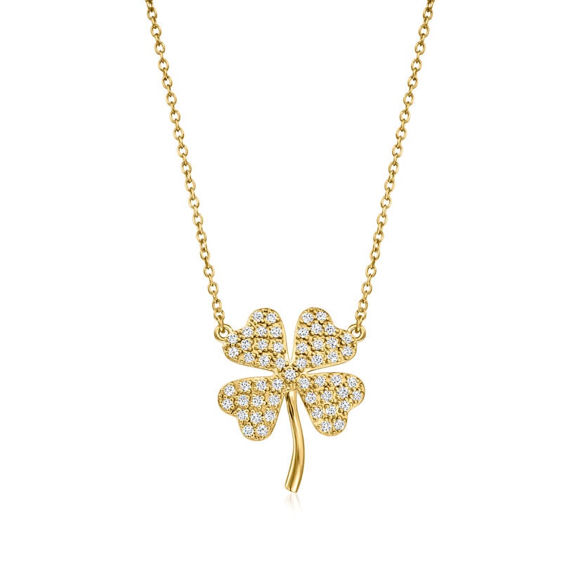 .50 ct. t.w. Lab-Grown Diamond Four-Leaf Clover Necklace in 18kt Gold Over Sterling. 18" image number 1