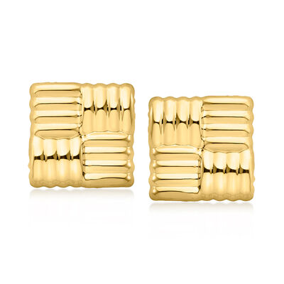 Italian 18kt Gold Over Sterling Quilted-Pattern Earrings
