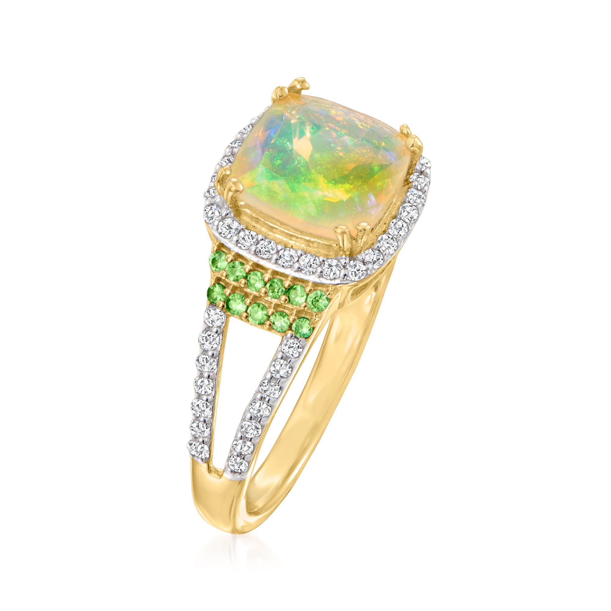 Opal Ring with .40 ct. t.w. White Zircon and .10 ct. t.w.
