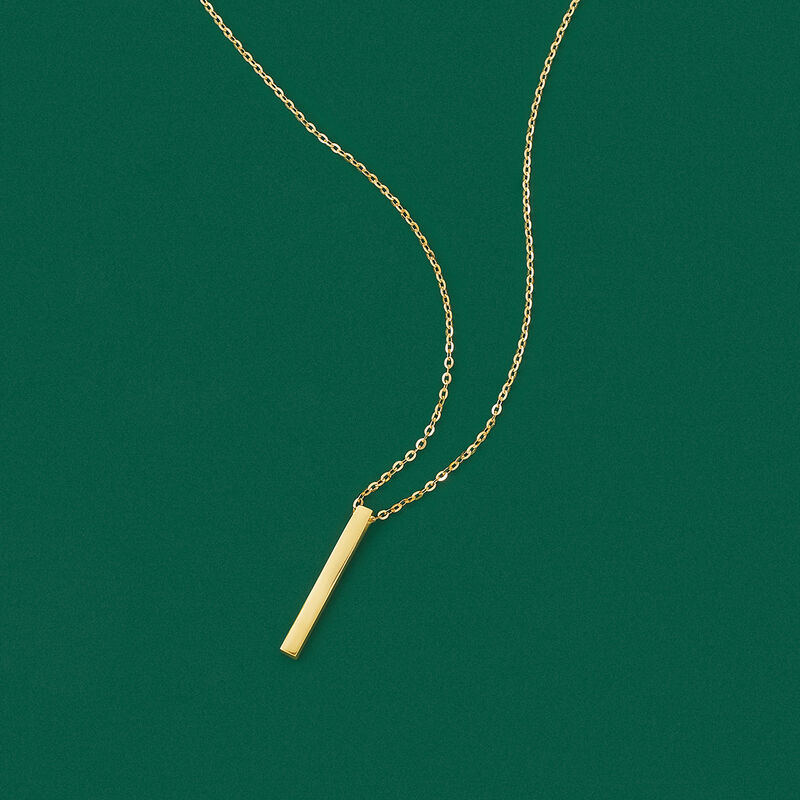 18kt Yellow Gold Vertical Bar Necklace image number 3