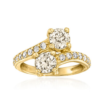 C. 1990 Vintage 1.72 ct. t.w. Diamond Bypass Ring in 14kt Yellow Gold