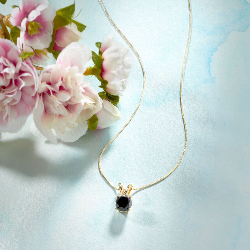 1.50 Carat Black Diamond Solitaire Necklace in 14kt Yellow Gold image number 2
