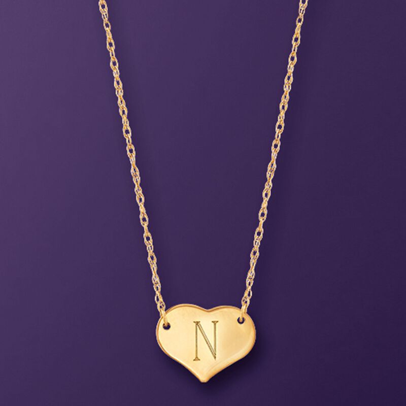 Plain - 14kt Yellow Gold Mini-Heart Necklace. 16&quot; image number 3