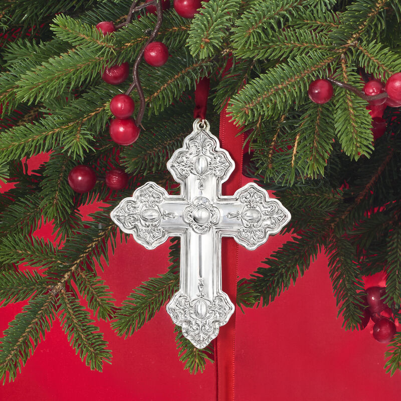 Wallace 2025 Annual &quot;Grande Baroque&quot; Sterling Silver Cross Ornament - 30th Edition image number 1
