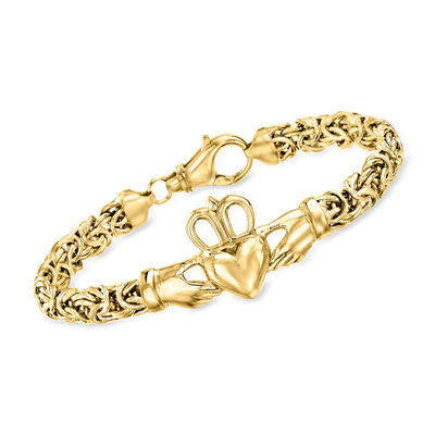 18kt Gold Over Sterling Claddagh Byzantine Bracelet