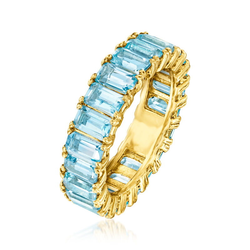 8.25 ct. t.w. Swiss Blue Topaz Eternity Band in 18kt Gold Over Sterling image number 2