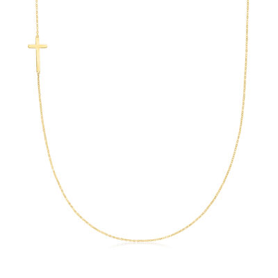 Italian 18kt Yellow Gold Vertical Cross Necklace