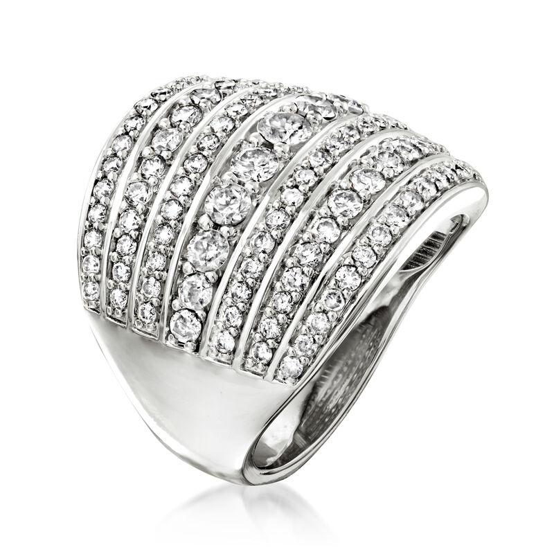 2.00 ct. t.w. Diamond Multi-Row Ring in Sterling Silver image number 2
