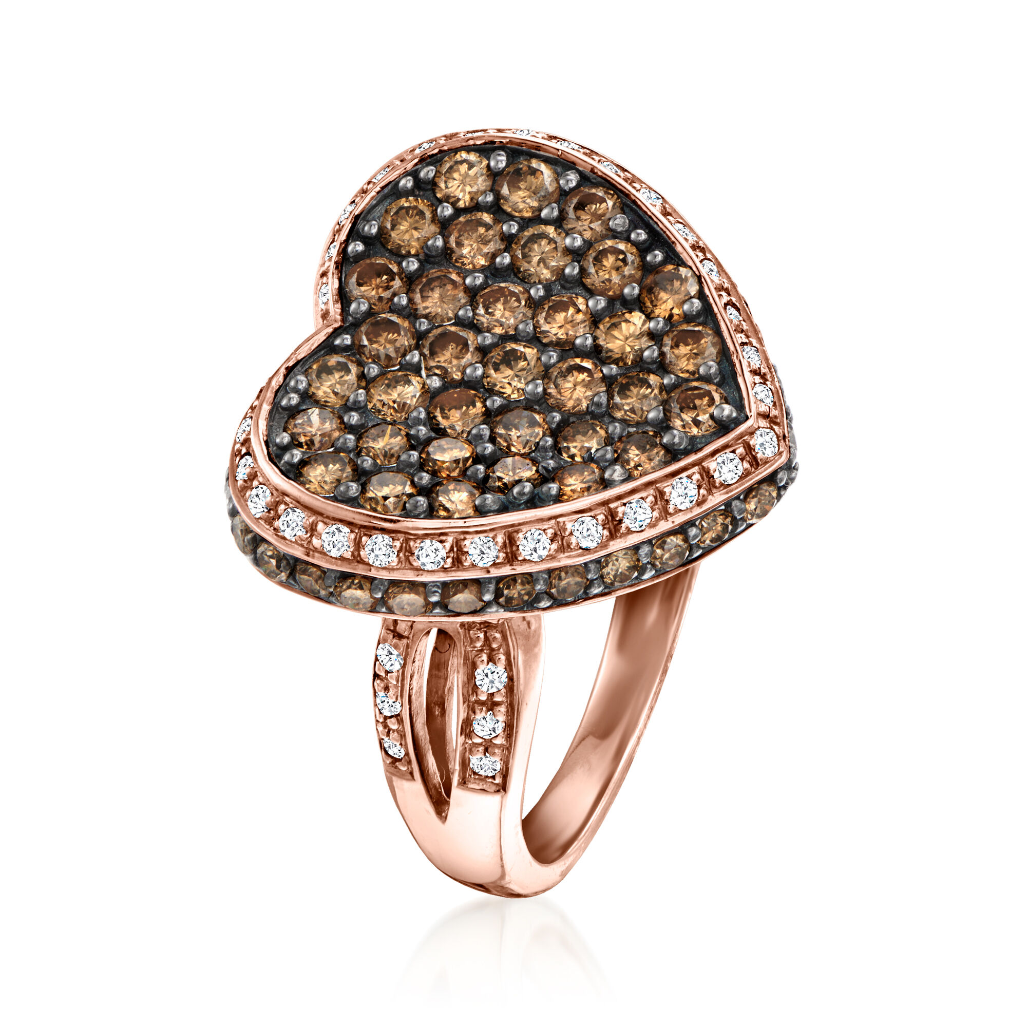 Le Vian 1.70 ct. t.w. Chocolate Diamond Heart Ring with .19 ct. t.w. Vanilla Diamonds in