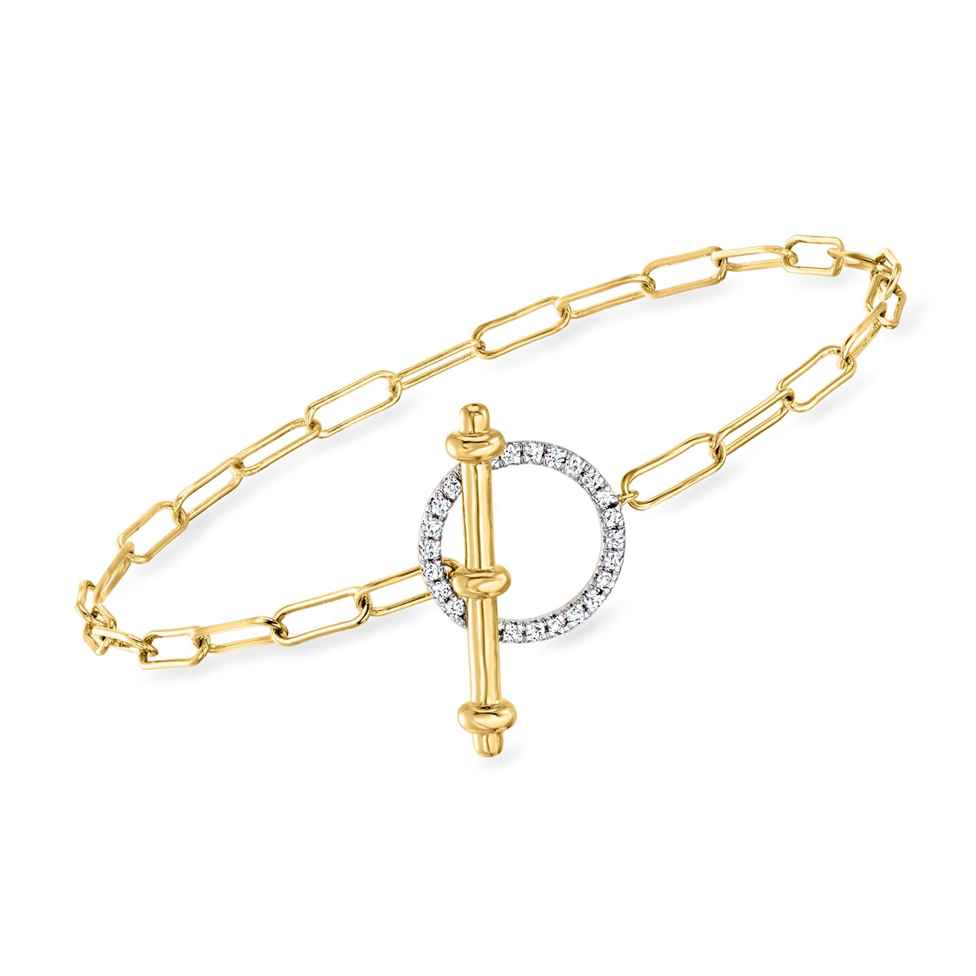 25 ct. t.w. Diamond Toggle Bracelet in 18kt Gold Over Sterling