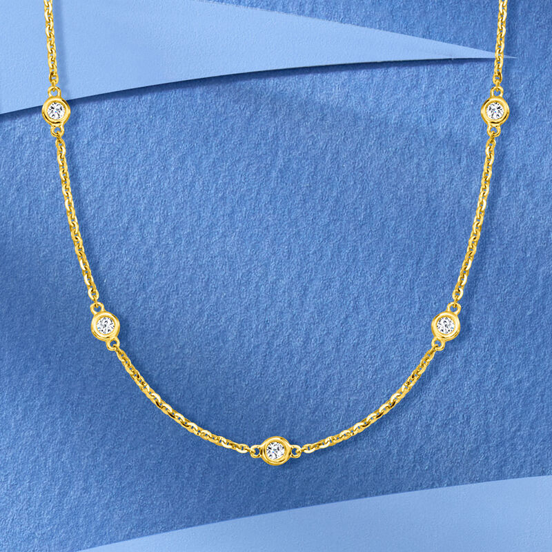 .50 ct. t.w. Bezel-Set Diamond Station Necklace in 14kt Yellow Gold image number 4